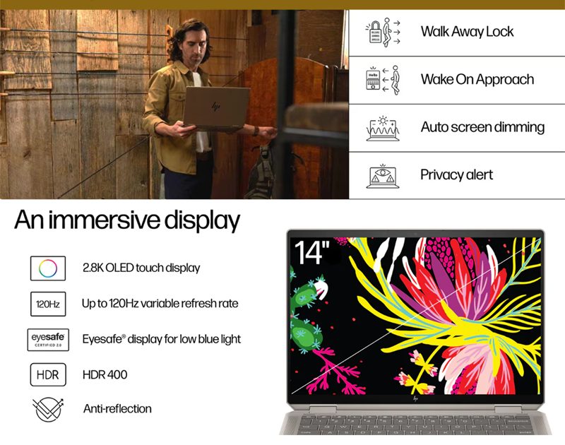 لپ تاپ اچ پی 14 اینچی مدل Spectre x360 EU000 - A Ultra 7 155H 32GB 1TB